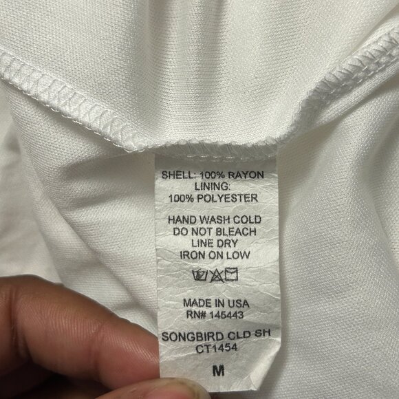 PPLA Cold-Shoulder Boho Blouse Flowy Ruffled Flutter Sleeves White Women's US M - Picture 7 of 8